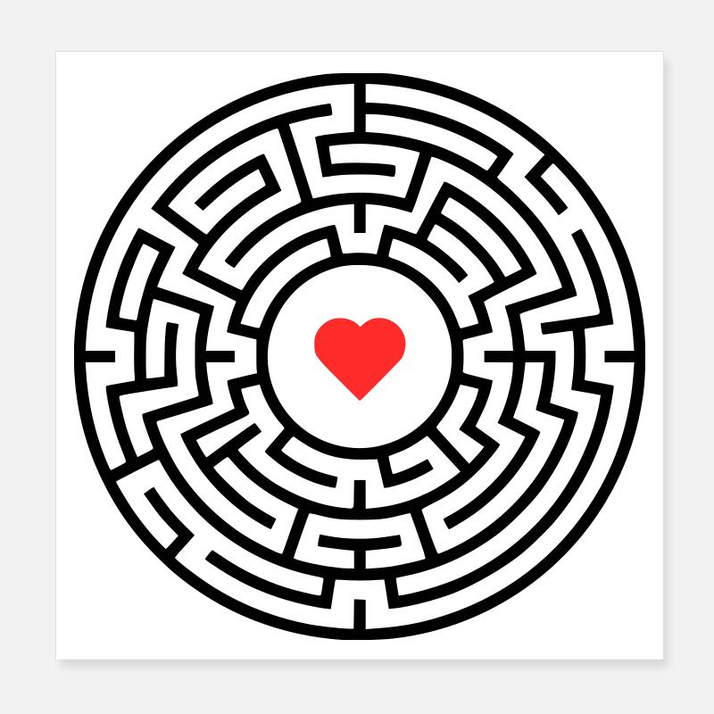 Labyrinthe du Labyrinthe Heart Maze Poster 20 x 20 cm