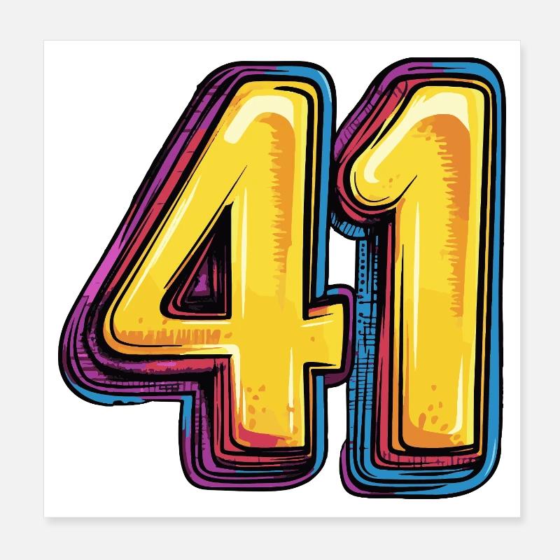 41 Nombre Coloré Poster 20 x 20 cm
