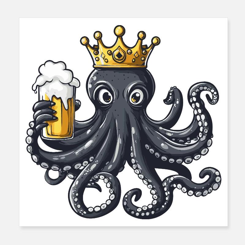 Roi de la bière Octopus Poster 20 x 20 cm