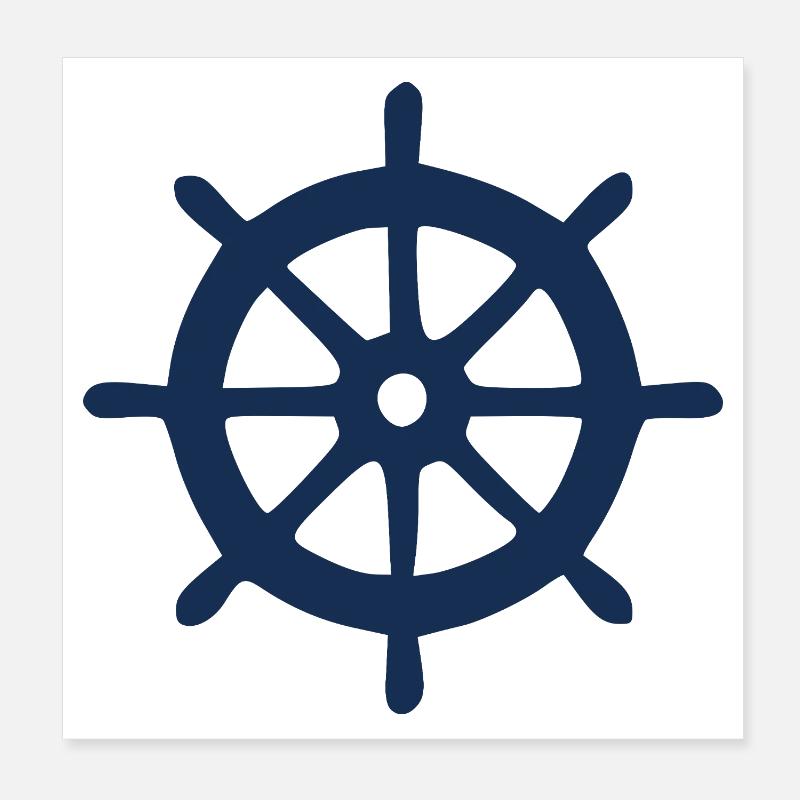 Steering Wheel, Ship, Boating, Sailing, Gift Poster 8" x 8" (20x20 cm)
