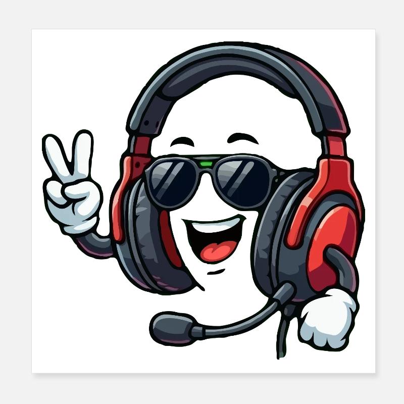 Happy Gaming Headset Poster 8" x 8" (20x20 cm)