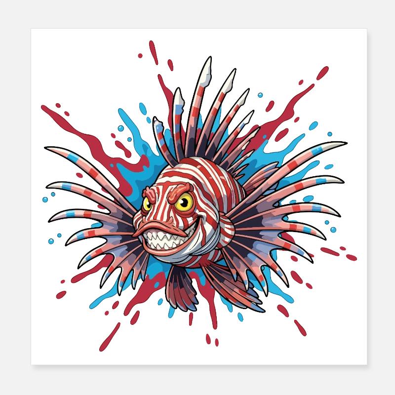 Stachelfisch mit Buntakzent Poster 20x20 cm