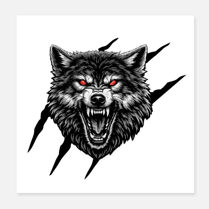 Crimson Wolfface Poster 8" x 8" (20x20 cm)