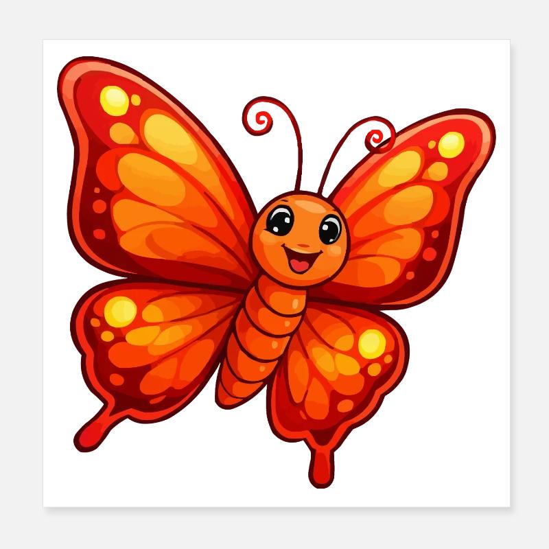 Oranger Schmetterling Poster 20x20 cm