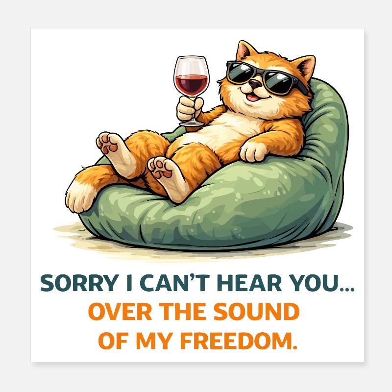 Relaxed Cat Wine Meme Poster 8" x 8" (20x20 cm)