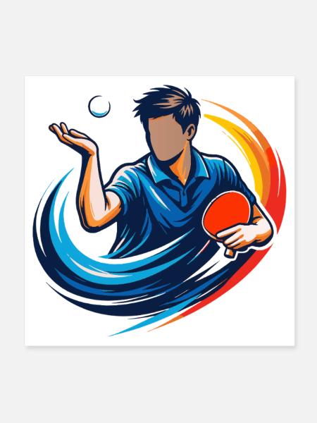 Table Tennis Serve Shirt Ping Pong Player - Poster 8" x 8" (20x20 cm) - white - Front
