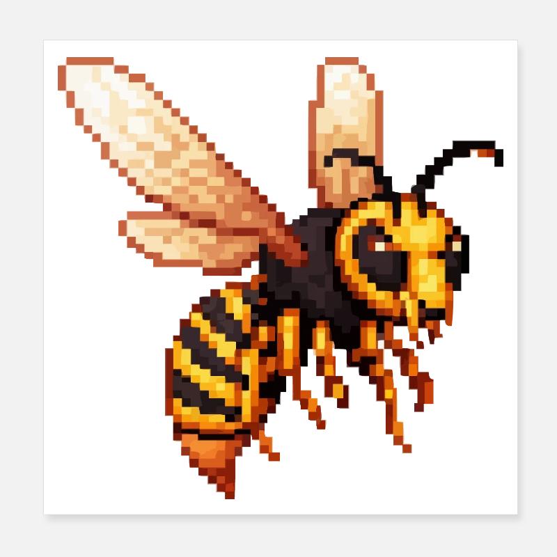 Pixel Hornet Bee Poster 8" x 8" (20x20 cm)