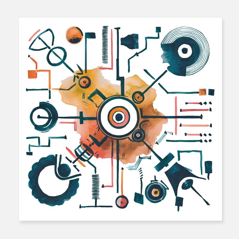 Mechanisches Diagramm Plan Bauplan Druck Poster 20x20 cm