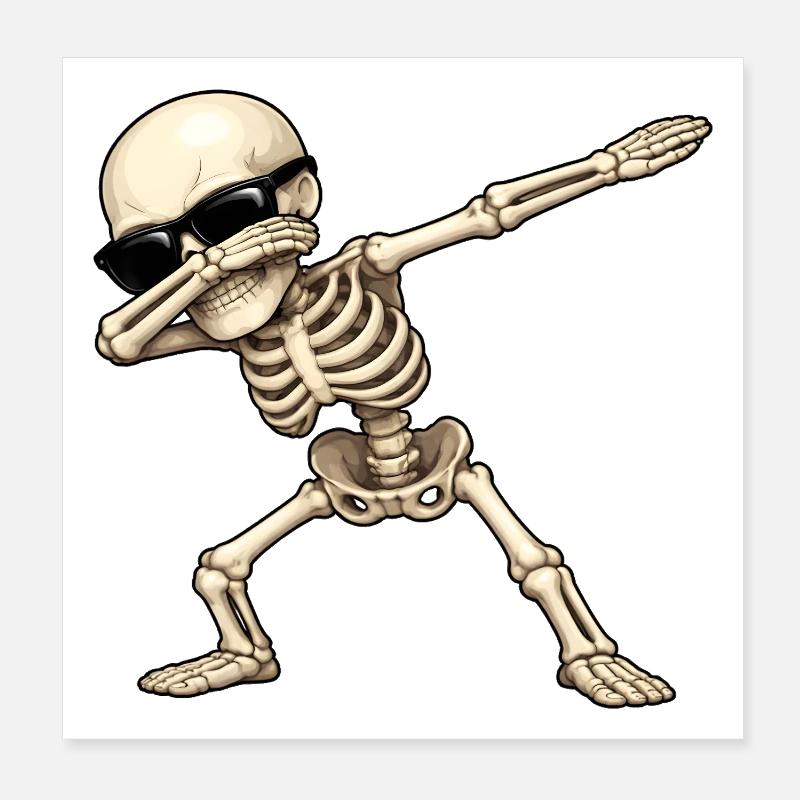 Dabbing Skelett Poster 20x20 cm