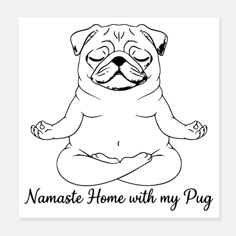 Namasté Maison avec mon Carlin Yoga Poster 20 x 20 cm