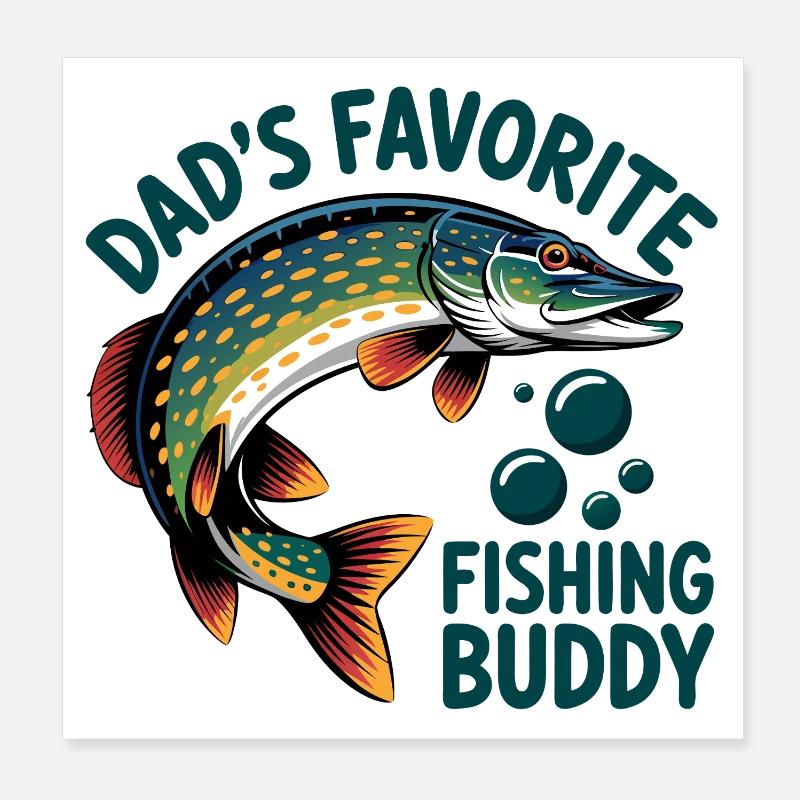 Pêcher avec papa Poster 20 x 20 cm