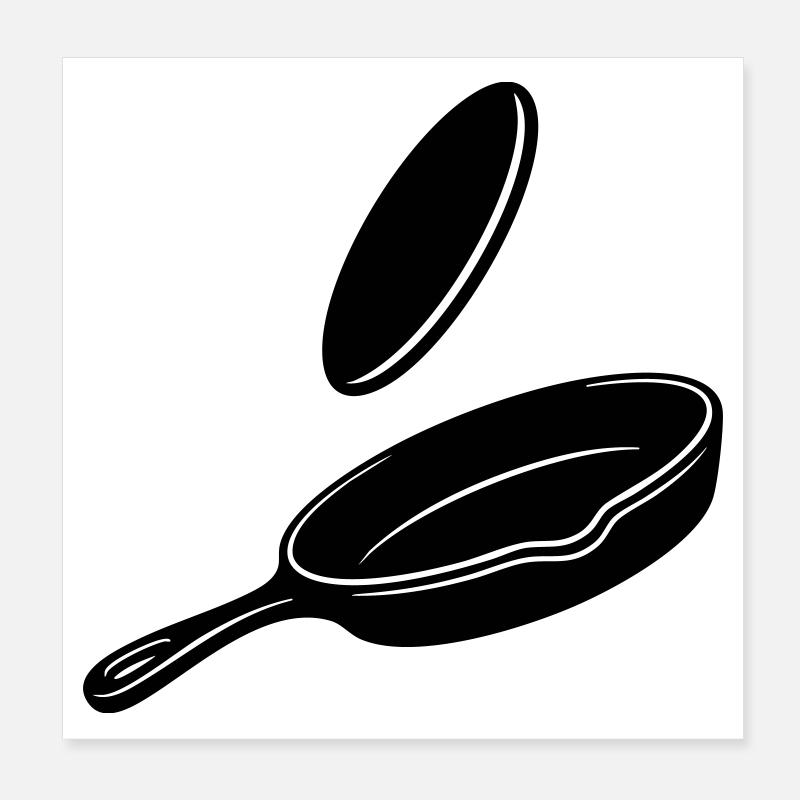 Silhouette de la poêle à bascule Pancake Poster 20 x 20 cm