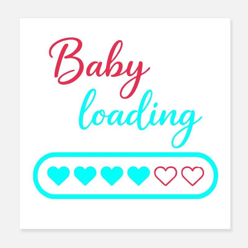 Baby Loading Neon Hearts Poster 8" x 8" (20x20 cm)
