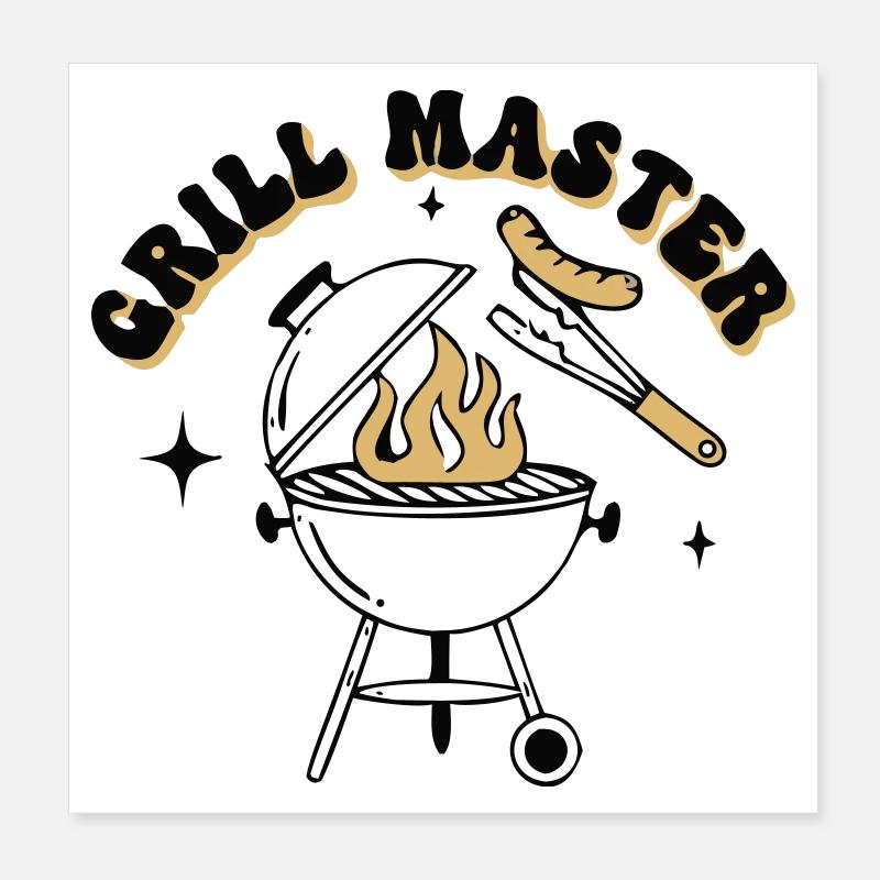 Funny Grill Master BBQ Dad Poster 8" x 8" (20x20 cm)