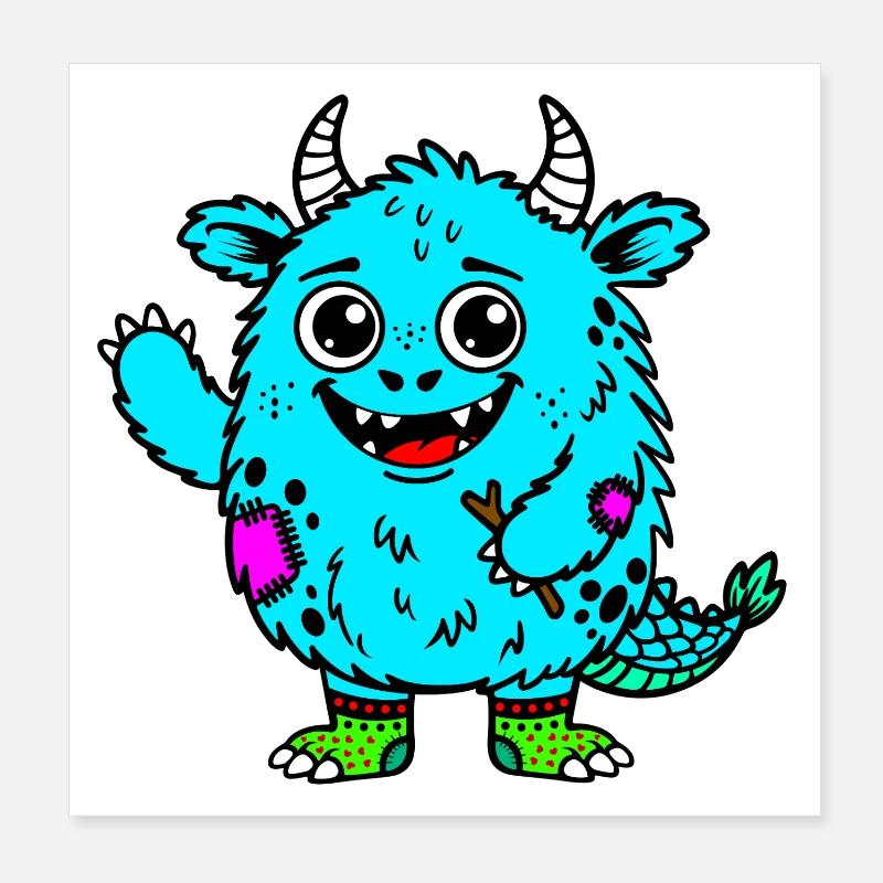 Aquamonster Poster 20x20 cm