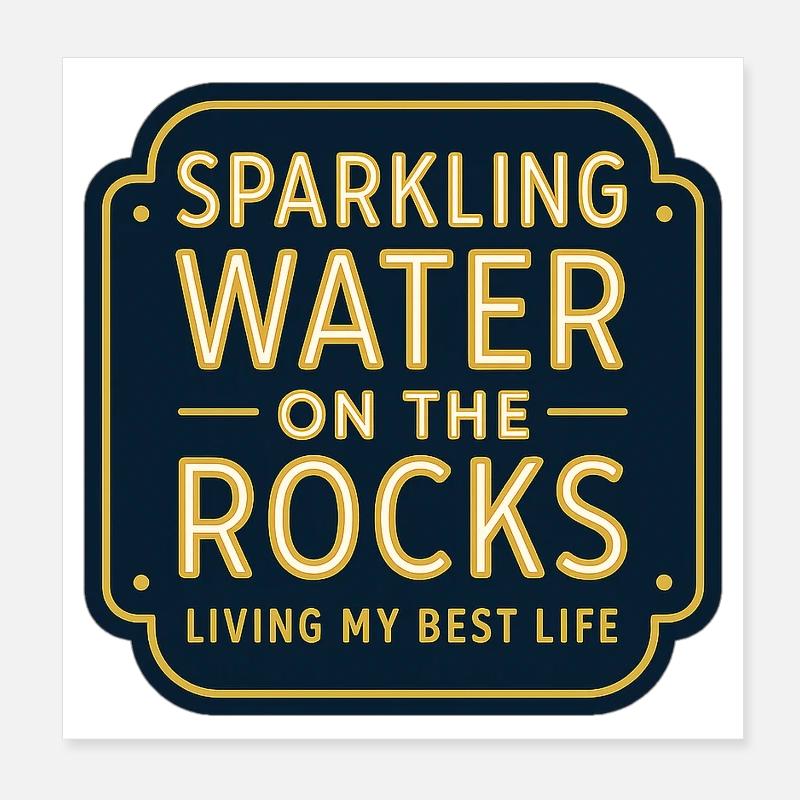 Sparklendes Wasser auf Felsen Neon Poster 20x20 cm