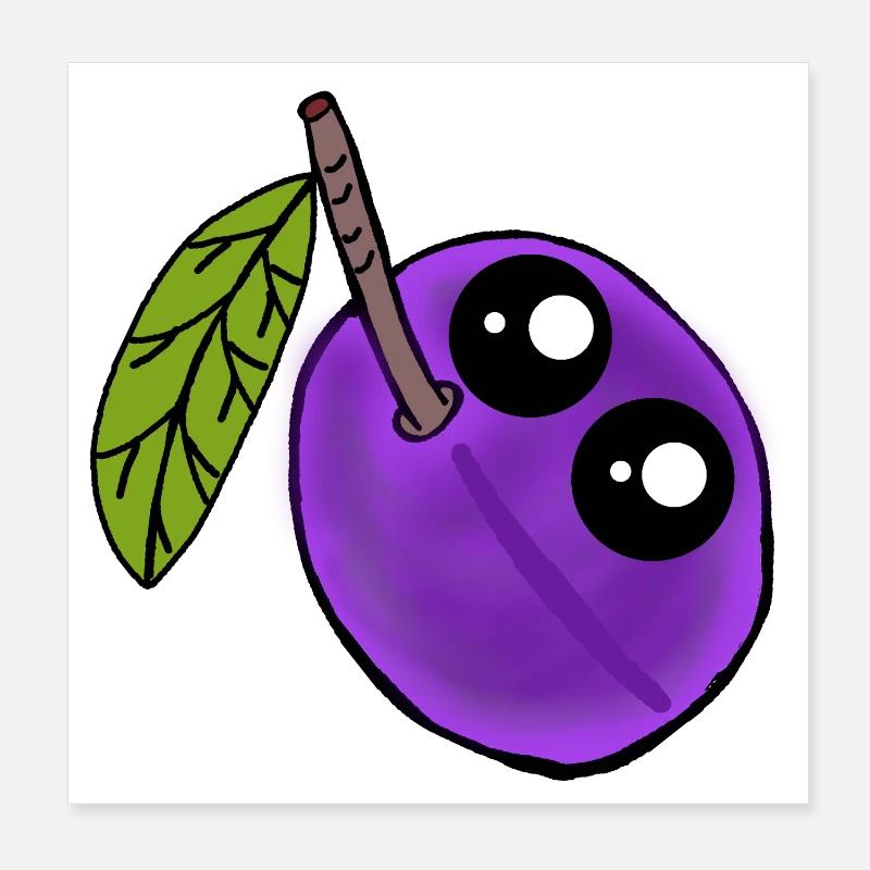 Fruit de prune Kawaii Fruit de prune Poster 20 x 20 cm