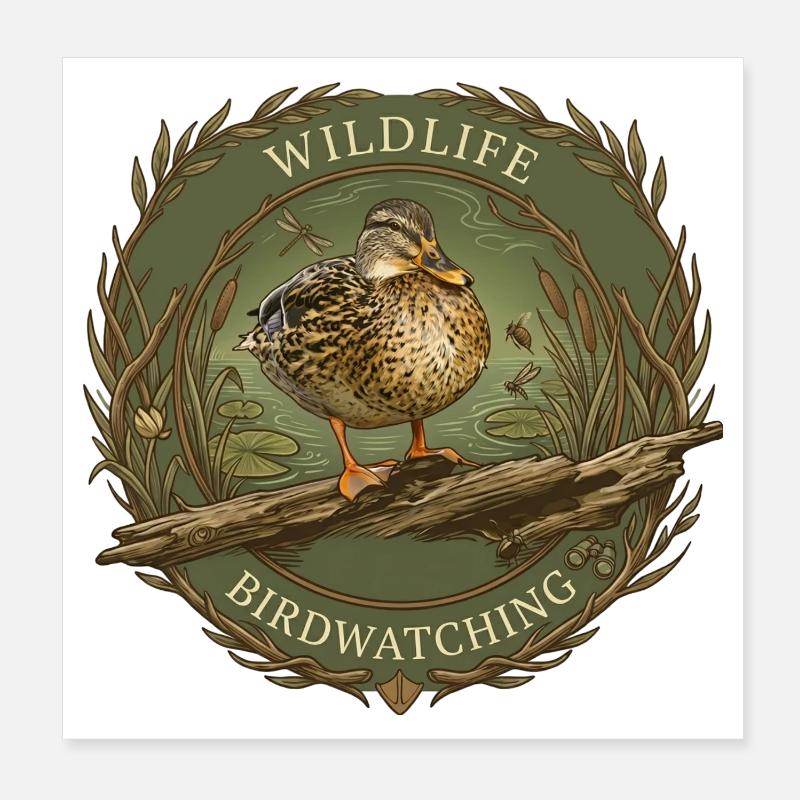 Emblème de la faune d’observation des oiseaux Poster 20 x 20 cm