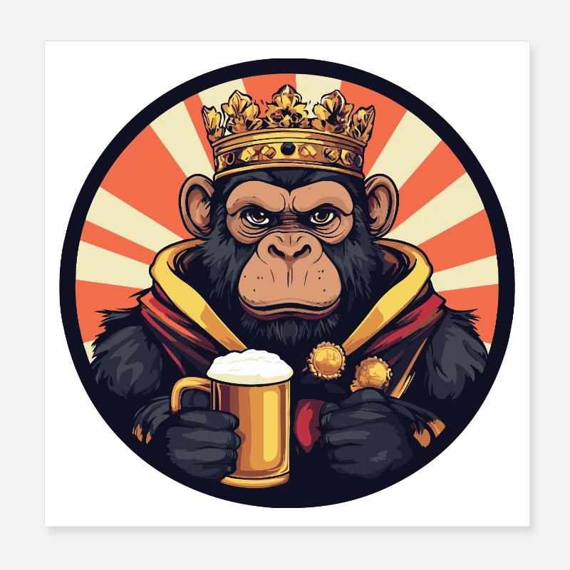 Bière de singe drôle Poster 20 x 20 cm