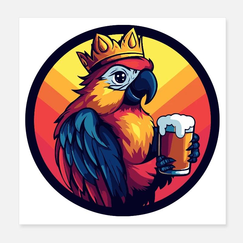 Bière perroquet, drôle Poster 20 x 20 cm