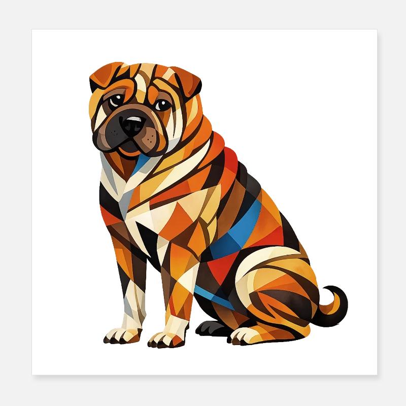 Shar pei Geometric Poster 20 x 20 cm