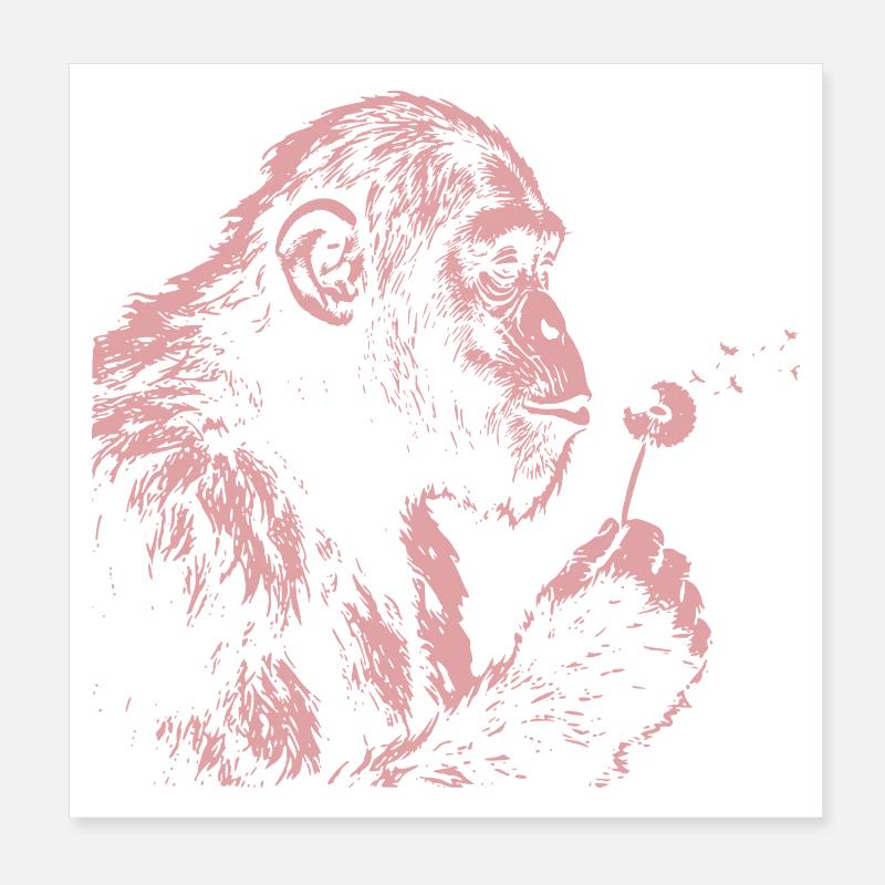  Chimpanzee Blowing Dandelion Art Monkey Nature Poster 20x20 cm