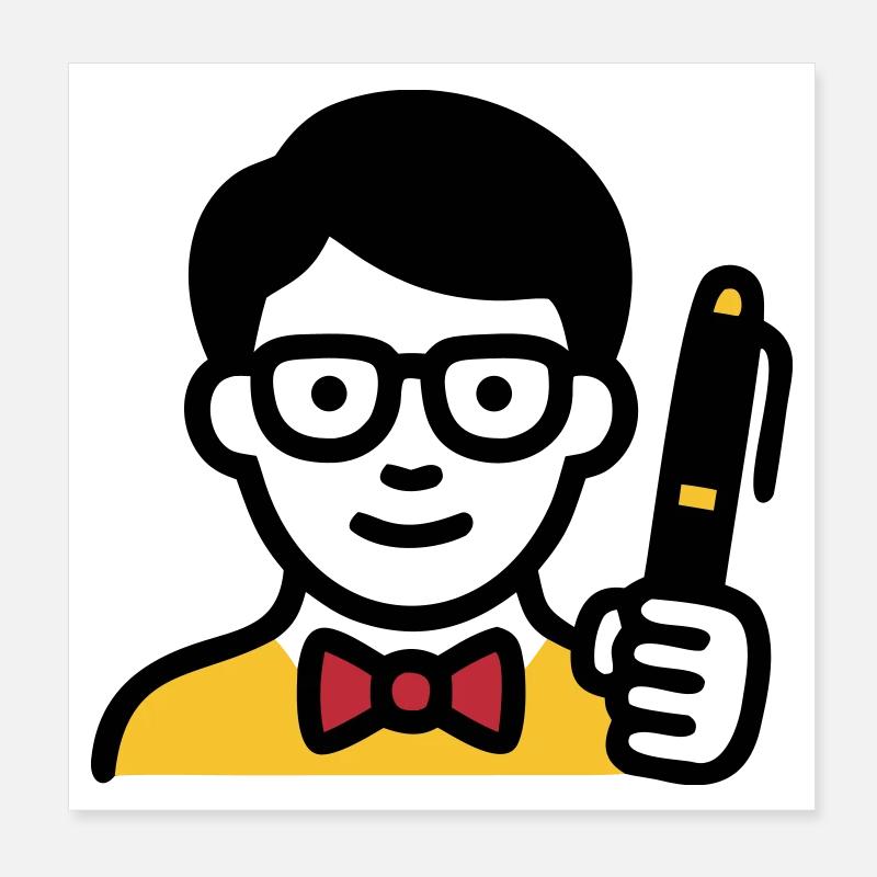 Teacher Professor Glasses Comic Poster 8" x 8" (20x20 cm)