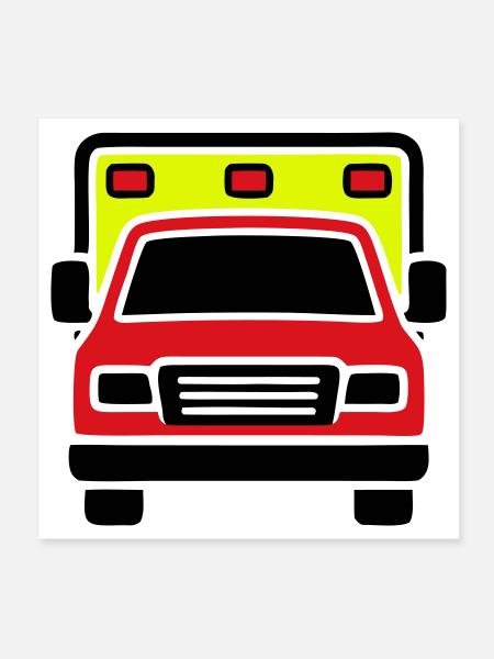 Rettungswagen Krankenwagen Front - Poster 20x20 cm - Weiß - Vorne