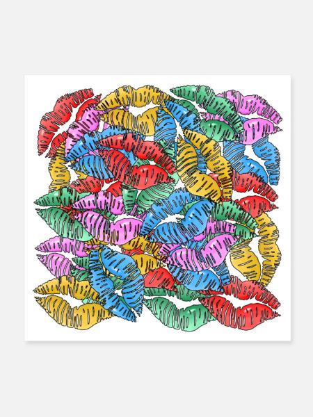 Menge Küsse - Poster 20x20 cm - Weiß - Vorne