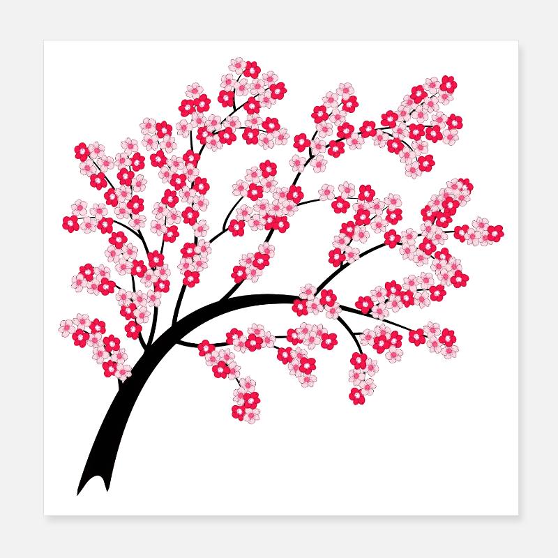 Arche de cerisier en fleurs la nuit Poster 20 x 20 cm
