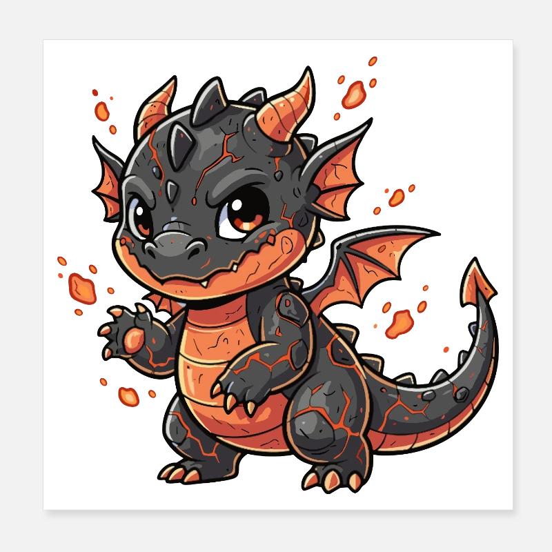 Lava Drache Kuschelheld Poster 20x20 cm