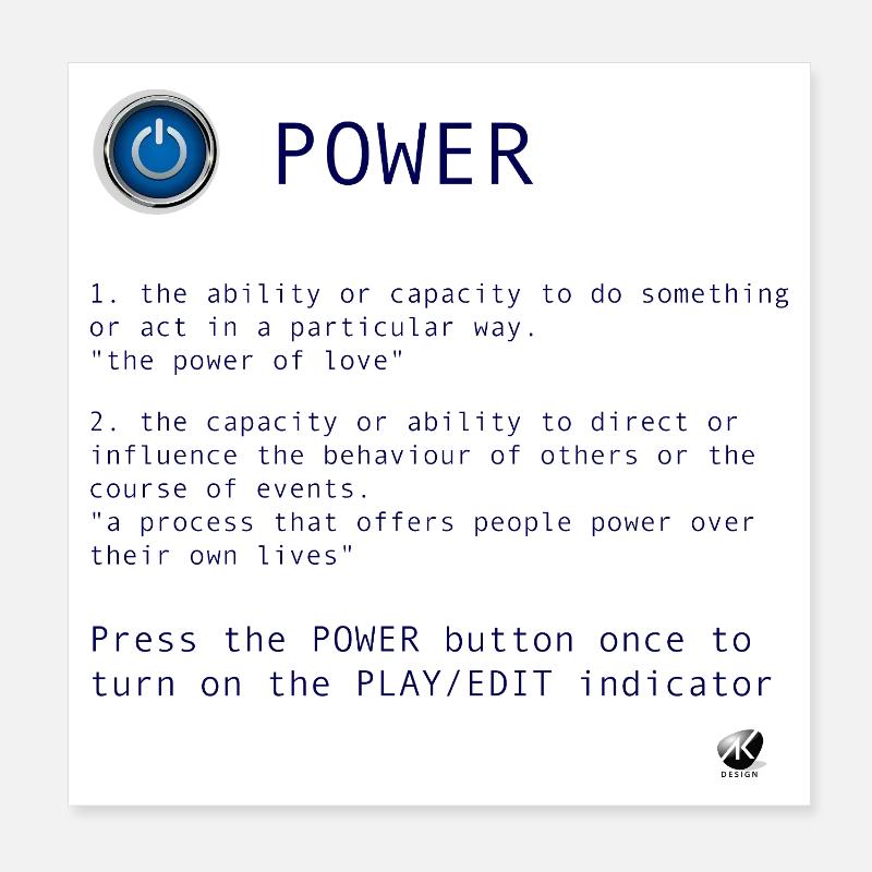 Power Button Illustration with Funny Inscription Poster 8" x 8" (20x20 cm)