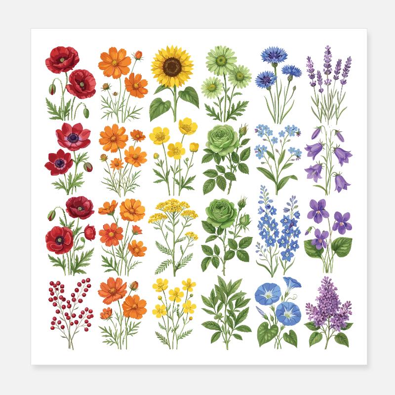 LGBTQ-Pride-Monat – Regenbogenblumen Poster 20x20 cm