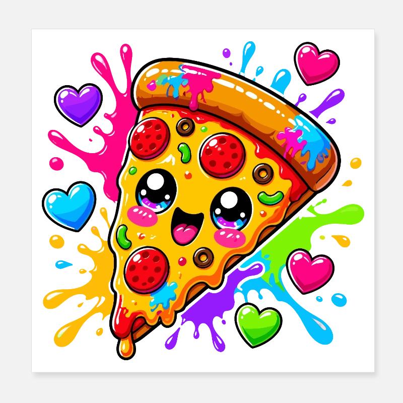 Cute pizza slice Poster 8" x 8" (20x20 cm)