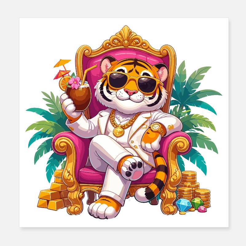 Tigre en costume doré Poster 20 x 20 cm