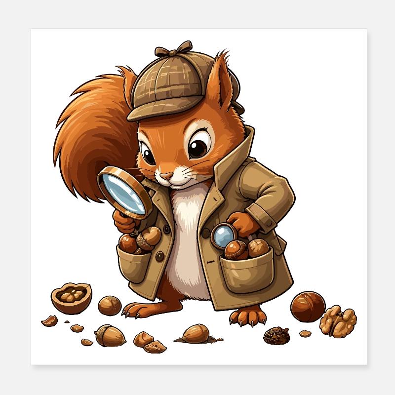 Detektiv Eichhörnchen Mantel Poster 20x20 cm
