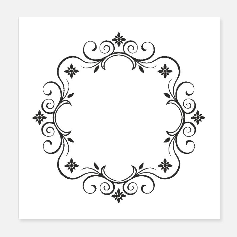 Romantischer Ornamentrahmen schwarz - Wunschtext Poster 20x20 cm