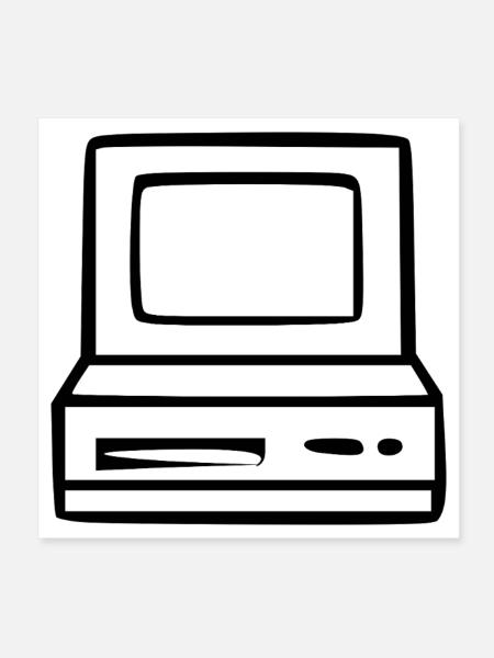 Retro Computer Vintage 80s 90s Gift - Poster 8" x 8" (20x20 cm) - white - Front