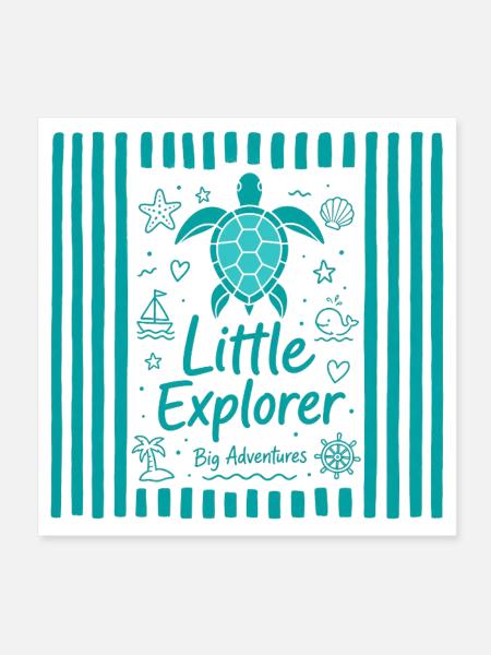 Little Explorer Turtle - Poster 8" x 8" (20x20 cm) - white - Front