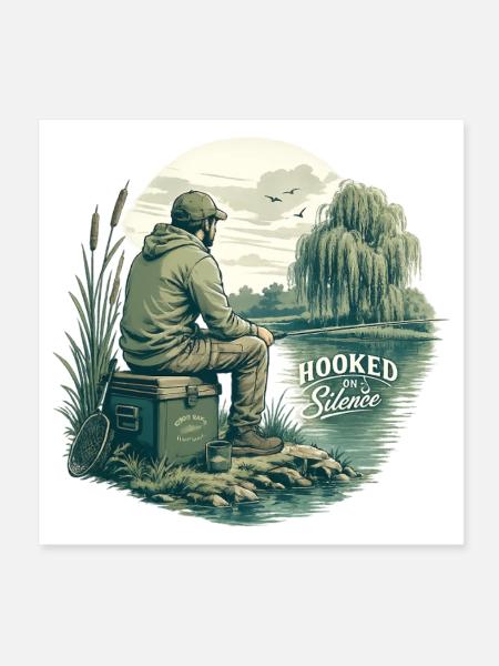 Hooked on Silence / Für Angelbegeisterte - Poster 20x20 cm - Weiß - Vorne