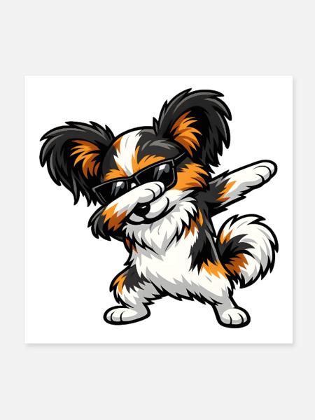 Dabbing Papillon im Comic Stil - Poster 20x20 cm - Weiß - Vorne
