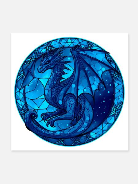 Blue Dragon - Poster 20x20 cm - Weiß