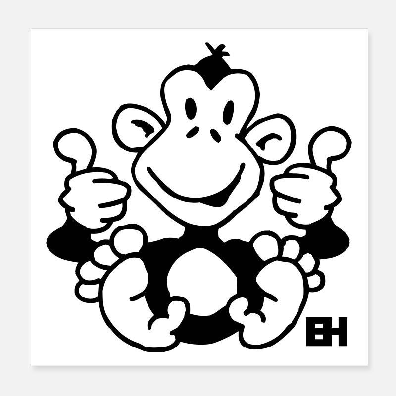 Thumbs Up Monkey Design Poster 8" x 8" (20x20 cm)