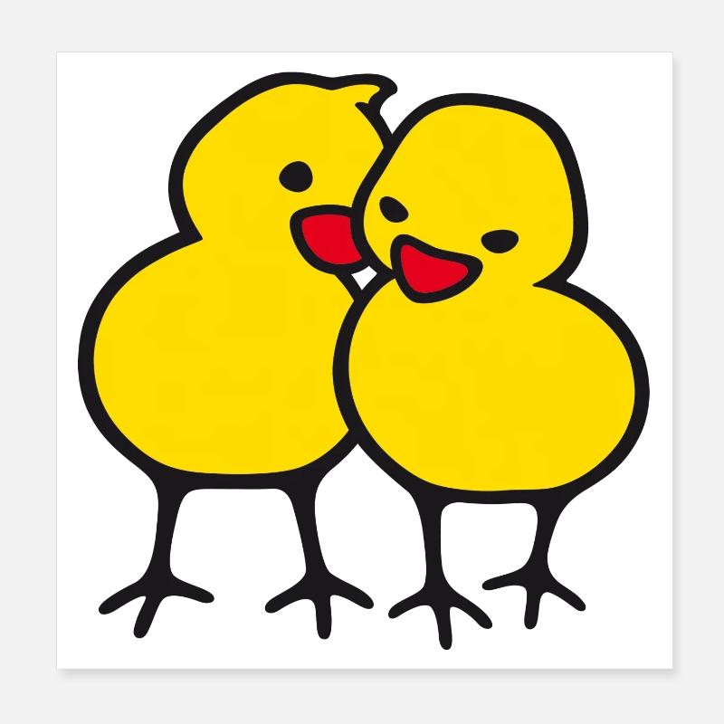chicks in love (a) - Poster 8" x 8" (20x20 cm) - white