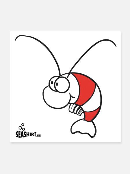 Garnele - Poster 20x20 cm - Weiß - Vorne