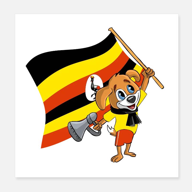 Uganda Fan Dog Poster 8" x 8" (20x20 cm)