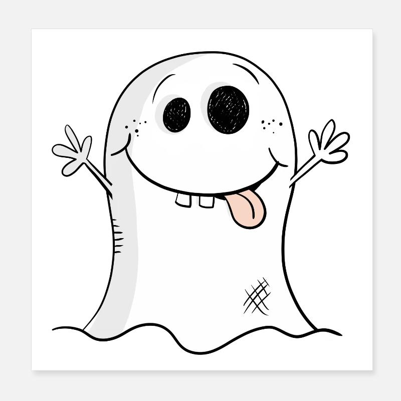 Whimsical Funny Ghost I Halloween Poster 8" x 8" (20x20 cm)