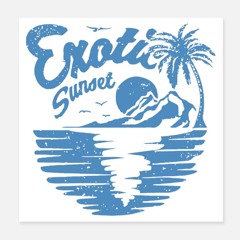Exotic Sunset Palm Design - Poster 8" x 8" (20x20 cm) - white