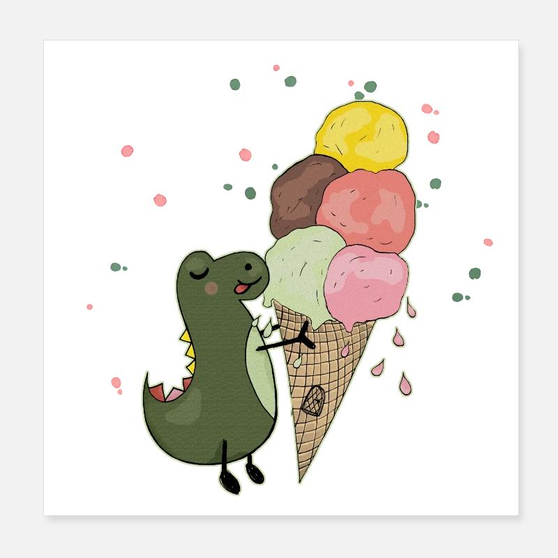Dino mit Eis Poster 20x20 cm
