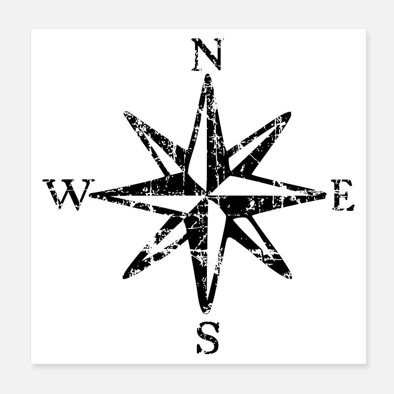 Compass Rose Wind Rose Sail Sailing Poster 8" x 8" (20x20 cm)